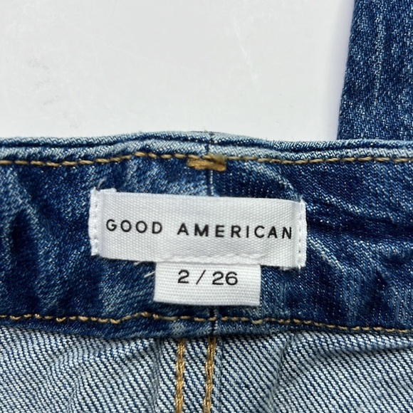 GOOD AMERICAN NWT  GOOD CLASSIC HIGH RISE RAW HEM BLUE JEAN SZ 26 - Picture 8 of 11